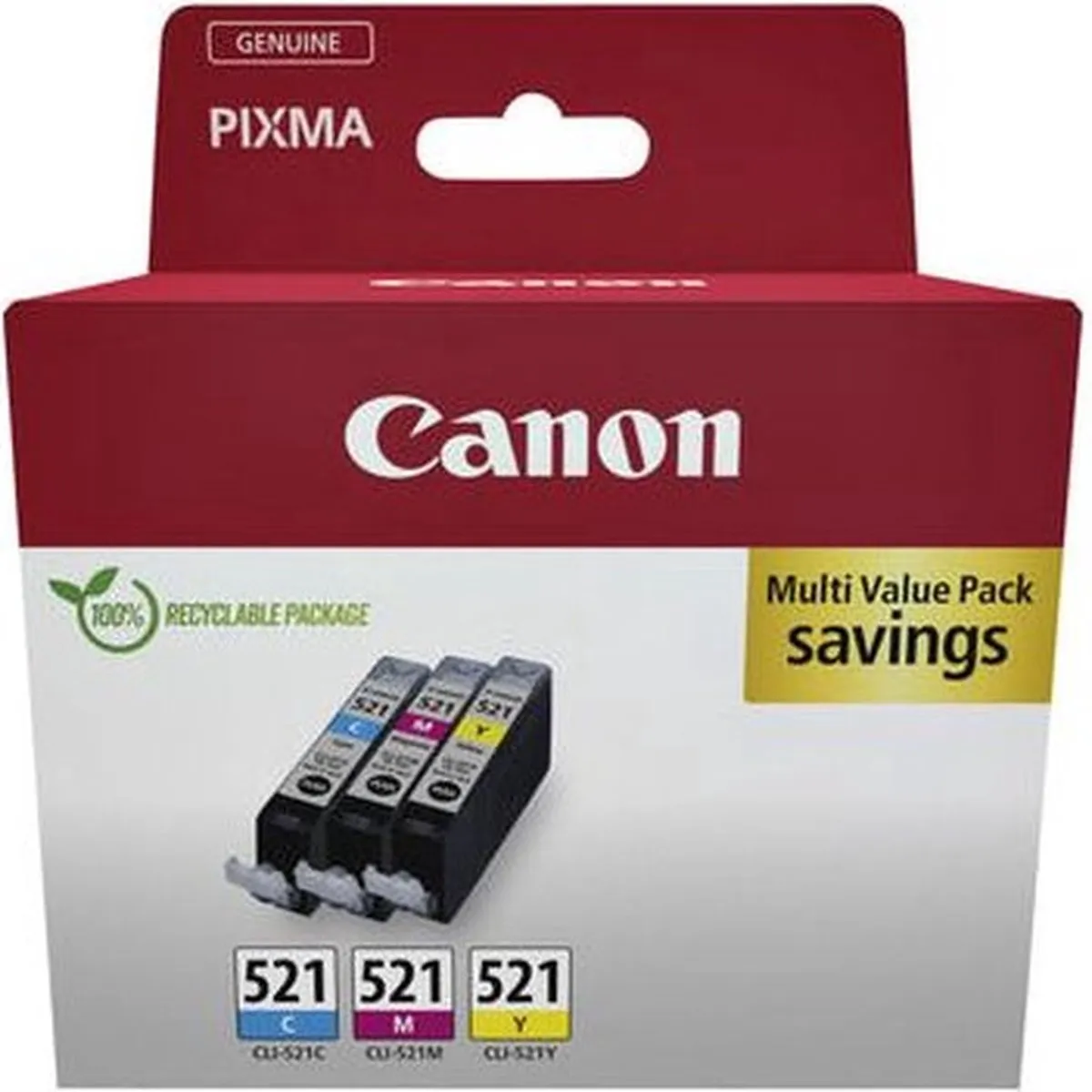 Canon CLI-521 Inktcartridge - 9ml Cyaan/Magenta/Geel