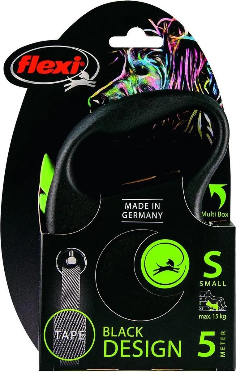 Flexi Black Design Hondenriem Rollijn Groen S