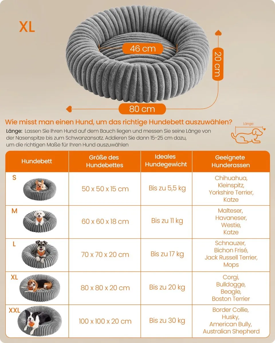 Songmics Hondenbed 80cm - Grijs - afbeelding 6 van 6