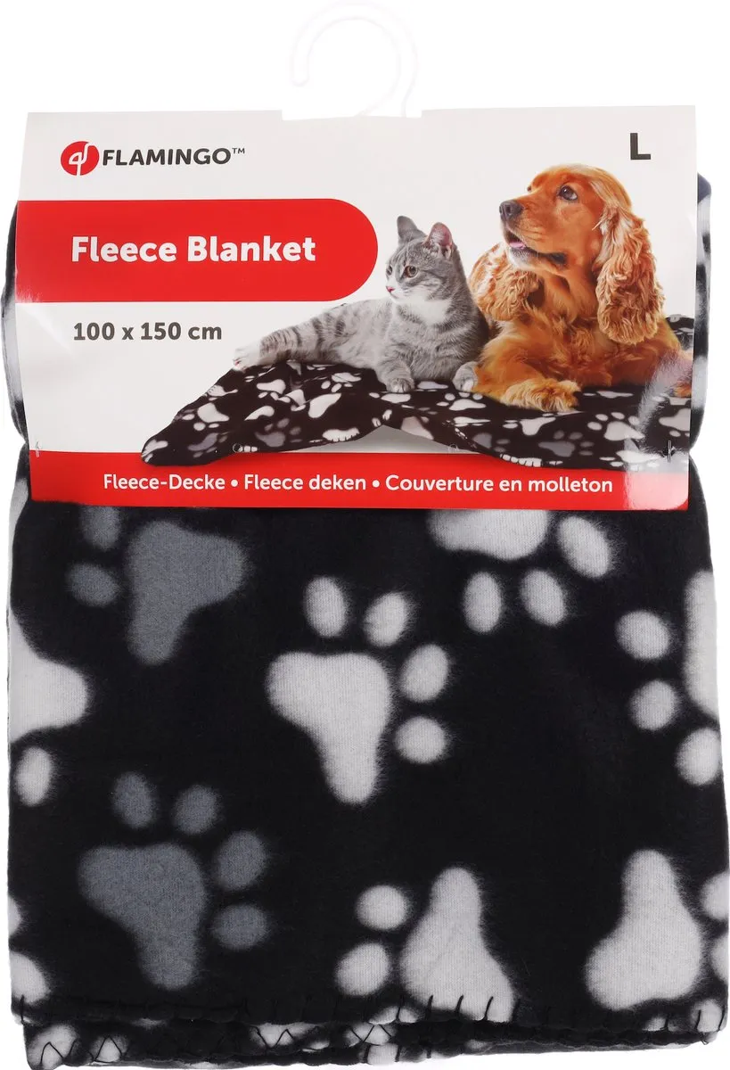 Flamingo Esma Fleece Deken - Zwart 100x150cm