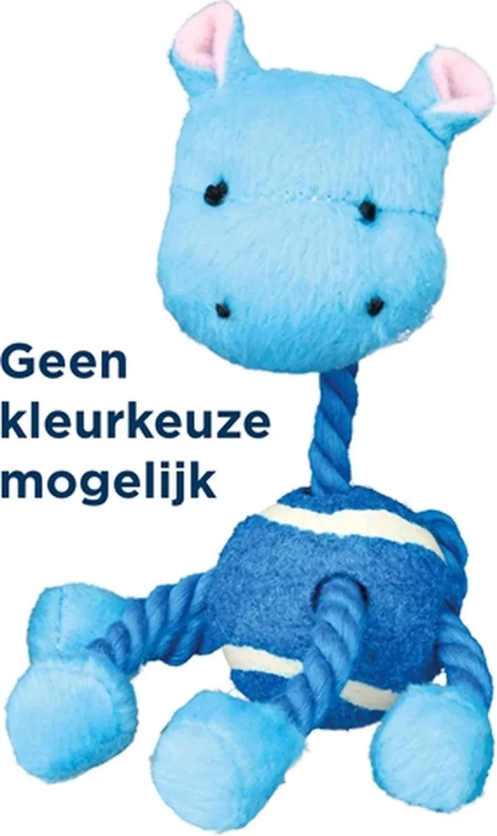 Trixie Pluche Dier met Touw en Tennisbal - 16cm - Wit/Paars - afbeelding 5 van 5