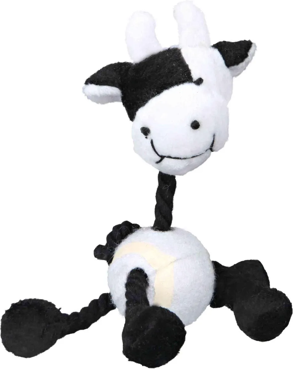 Trixie Pluche Dier met Touw en Tennisbal - 16cm - Wit/Paars - afbeelding 2 van 5