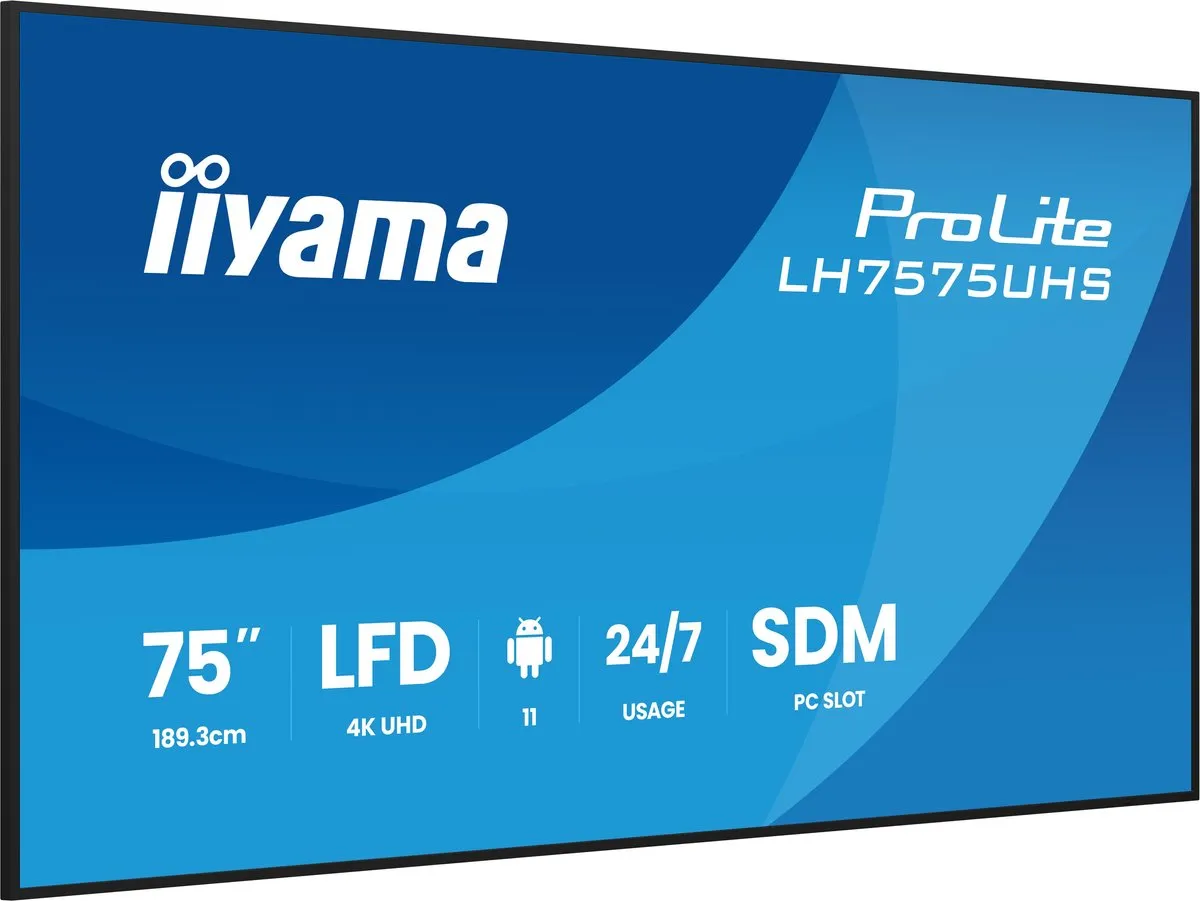 iiyama LH7575UHS-B2AG Beeldkrant 75" LCD - 500 cd/m² - 4K - Android 11 - Zwart