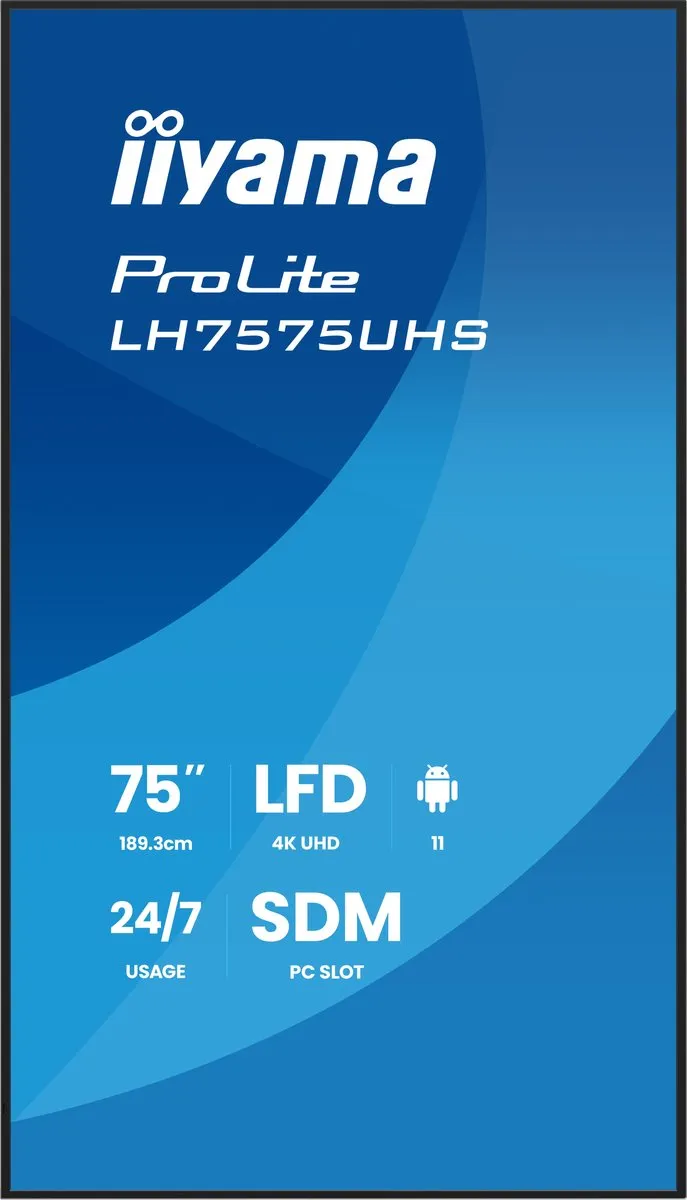 iiyama LH7575UHS-B2AG Beeldkrant 75" LCD - 500 cd/m² - 4K - Android 11 - Zwart