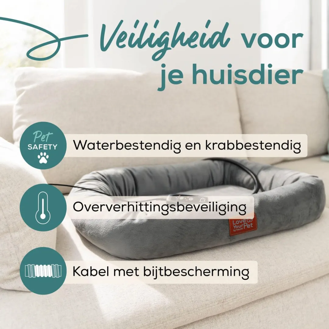 Beurer Kira Verwarmde Huisdiermand 58x50cm - IPX7 - Grijs