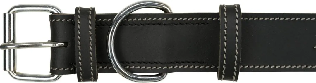 Trixie Halsband Rustic Vetleer - Zwart M - afbeelding 2 van 5