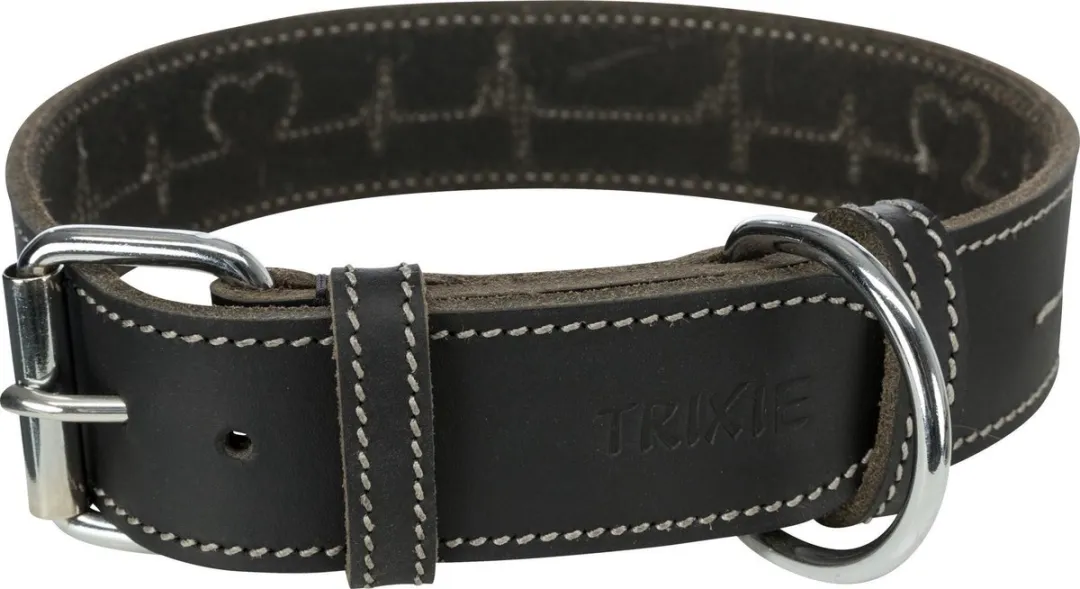 Trixie Halsband Rustic Vetleer - Zwart M - afbeelding 5 van 5