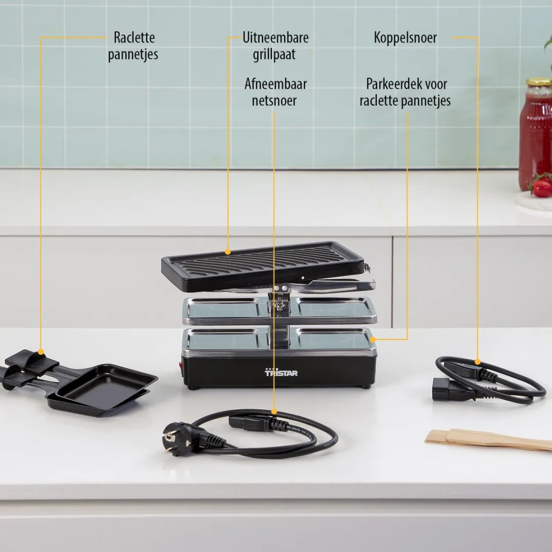 Tristar Gourmetstel RA-2741 Raclette - 400W - 2 Personen - Zwart - afbeelding 6 van 6