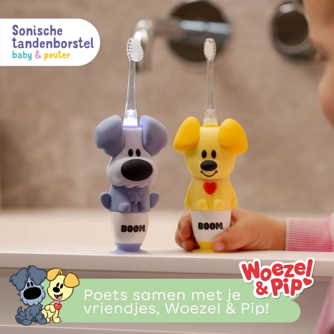 BOOMBRUSH Woezel & Pip Elektrische Tandenborstel - Pip - 3-48 maanden - afbeelding 6 van 6