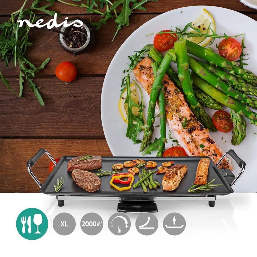 Nedis Teppanyaki Bakplaat FCTE110EBK50 - 2000W - 6 Personen - Zwart