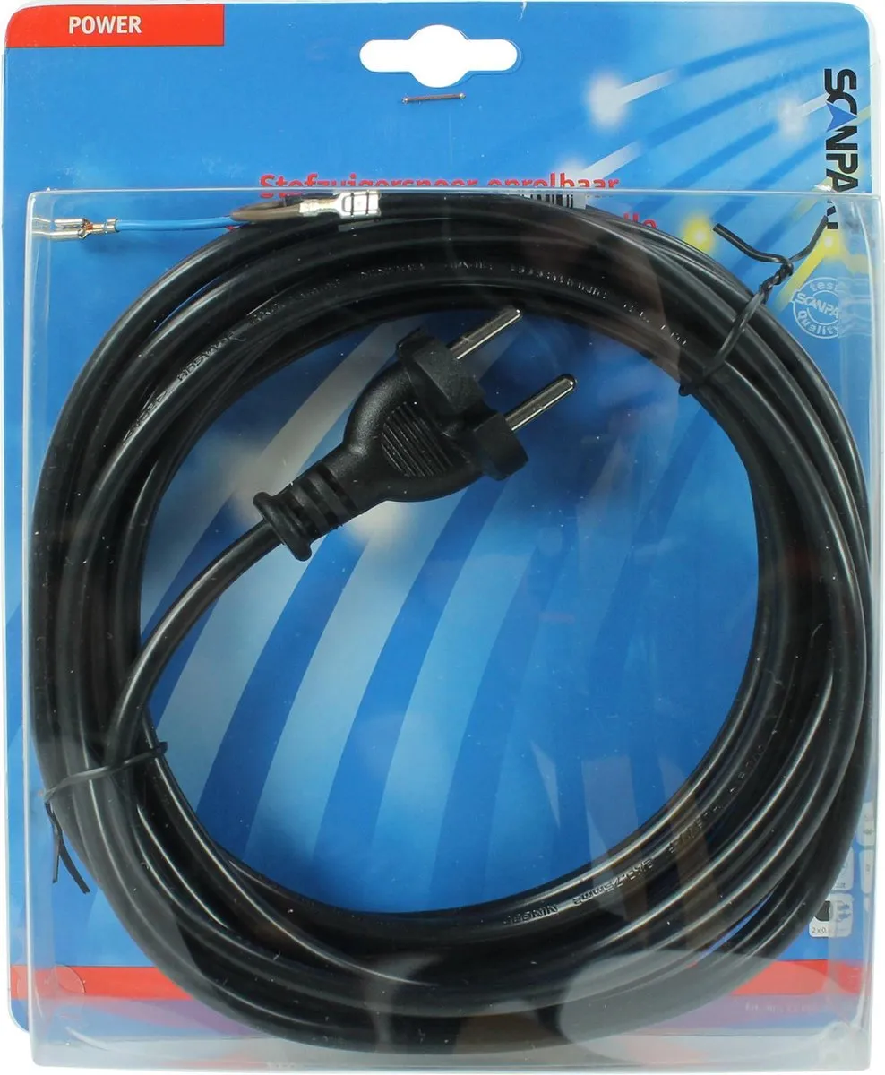 Scanpart Universeel Stofzuigersnoer 6m - 2x0.75mm² - Zwart