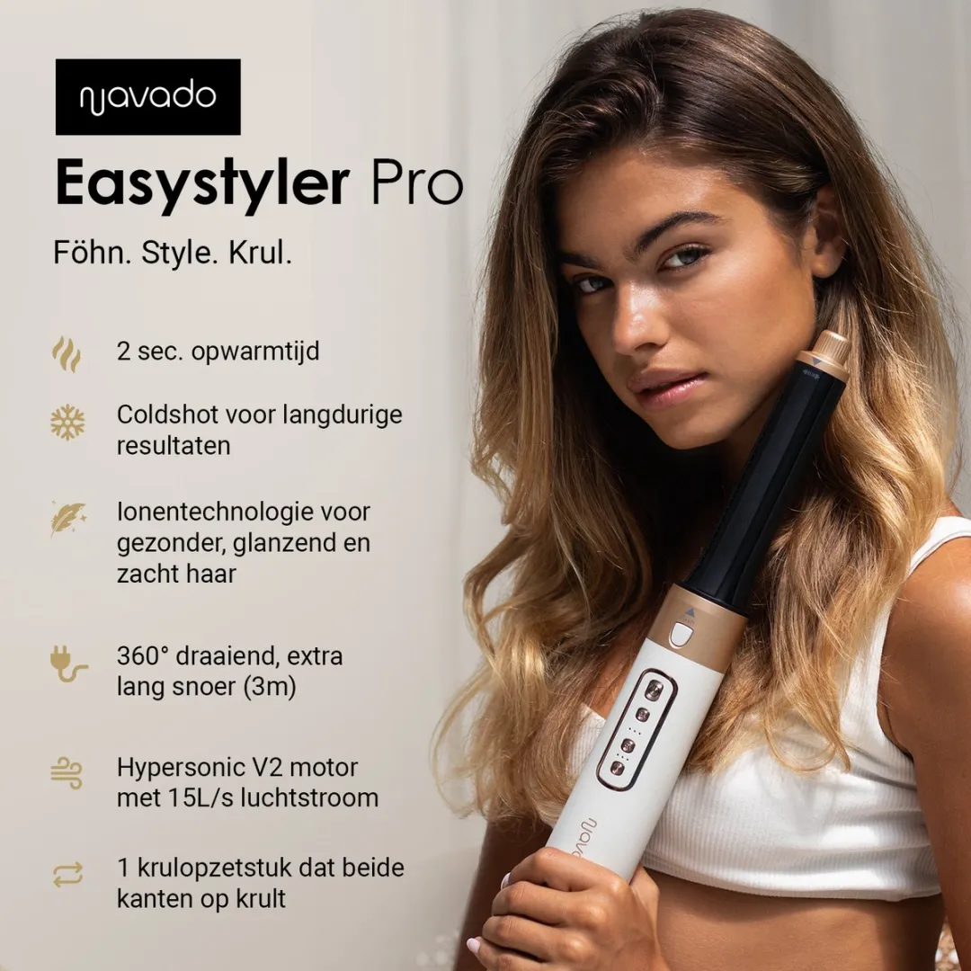Navado Easystyler Pro Airstyler 1400W - 6-in-1 Multistyler - Wit