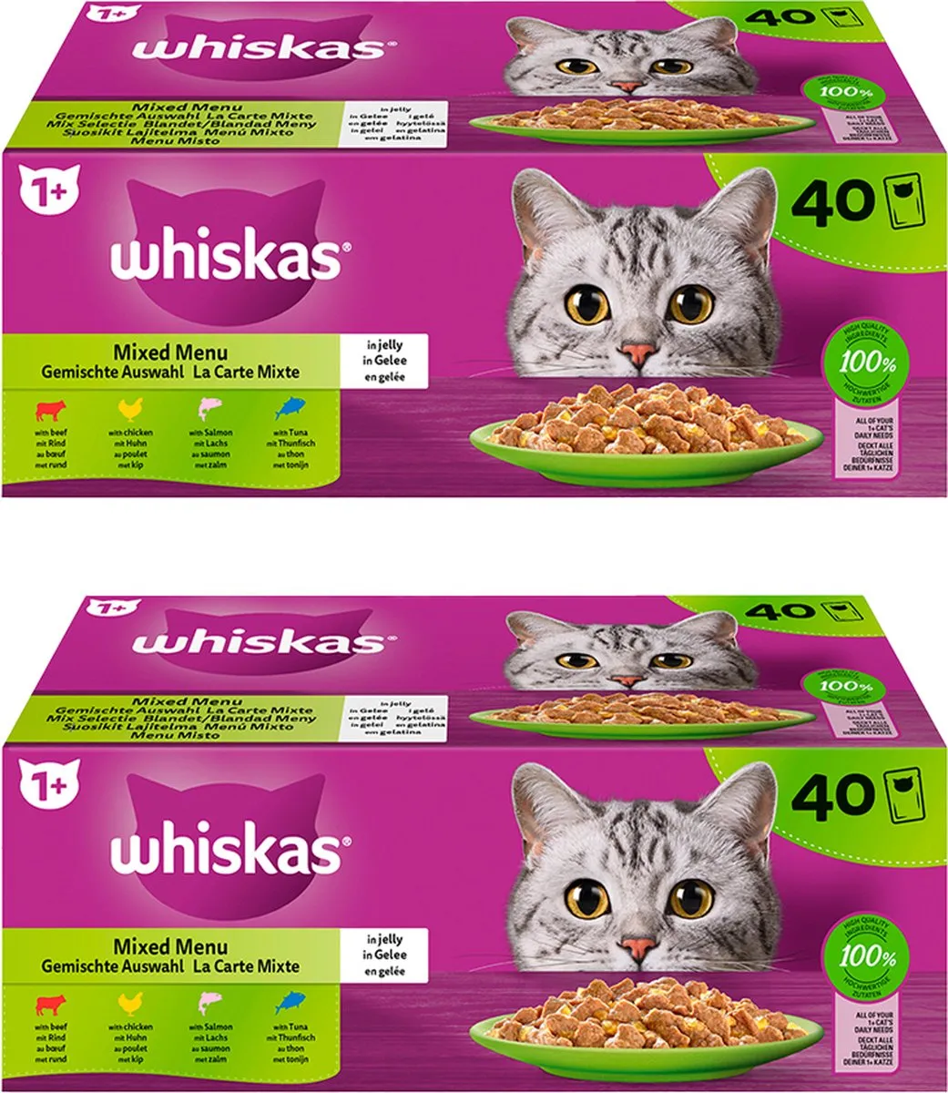 Whiskas Mixed Menu Nat Kattenvoer - 85g - 80 Stuks