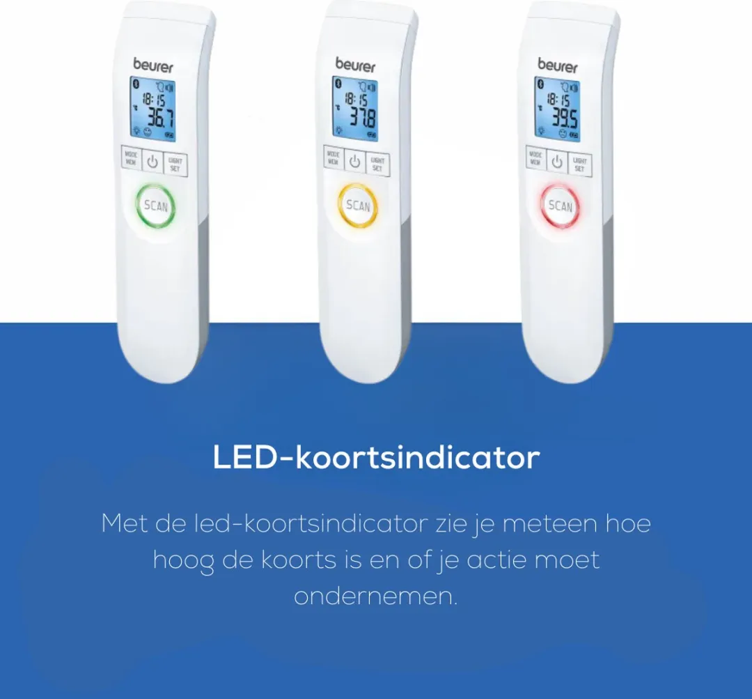 Beurer FT 95 Infraroodthermometer - Contactloos - 60 Geheugenplaatsen - Wit