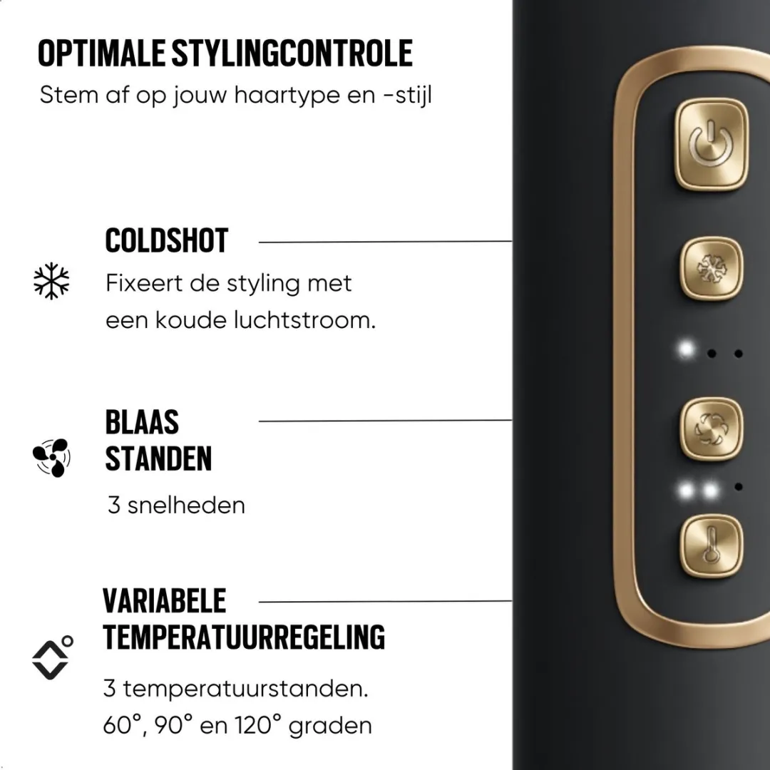 Navado Easystyler Pro Airstyler 6-in-1 - 4 Warmtestanden - Zwart