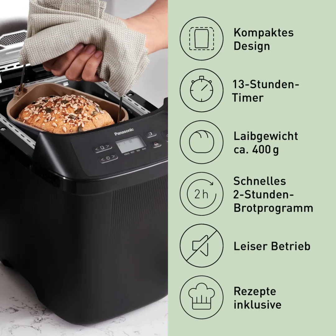 Panasonic SD-PN100KXE Broodbakmachine - 18 Programma's - 400ml - Zwart
