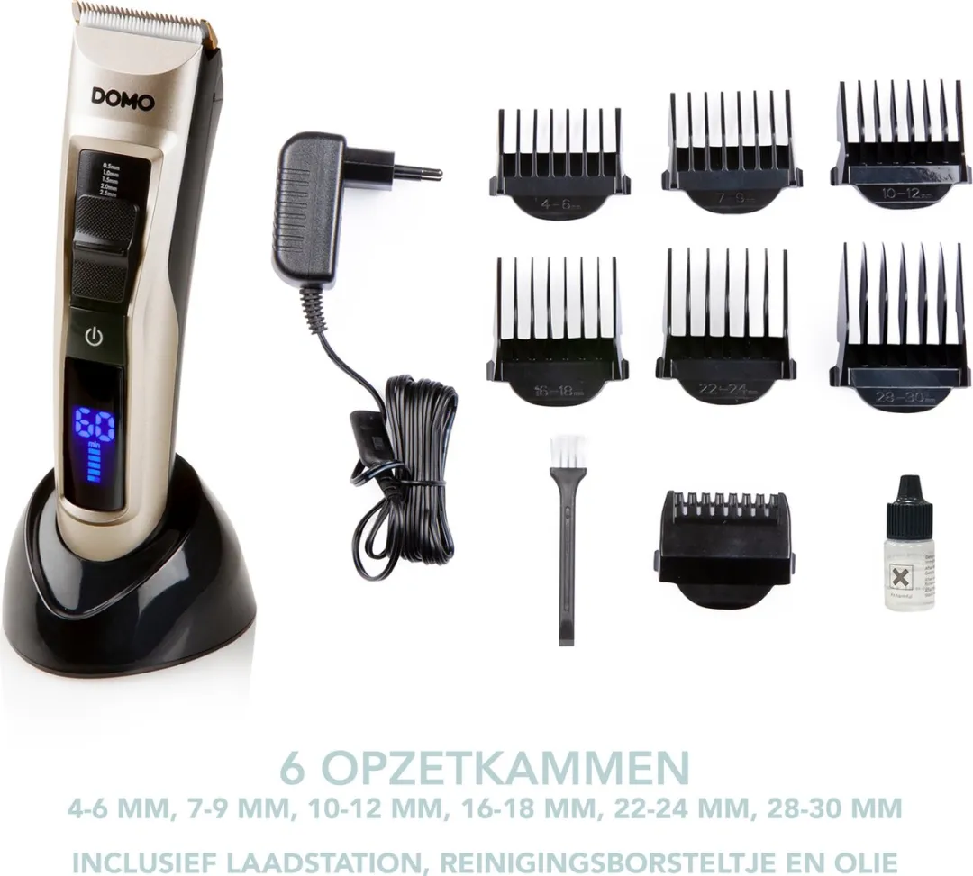 Domo DO1091TD Draadloze Tondeuse - 6 Opzetkammen