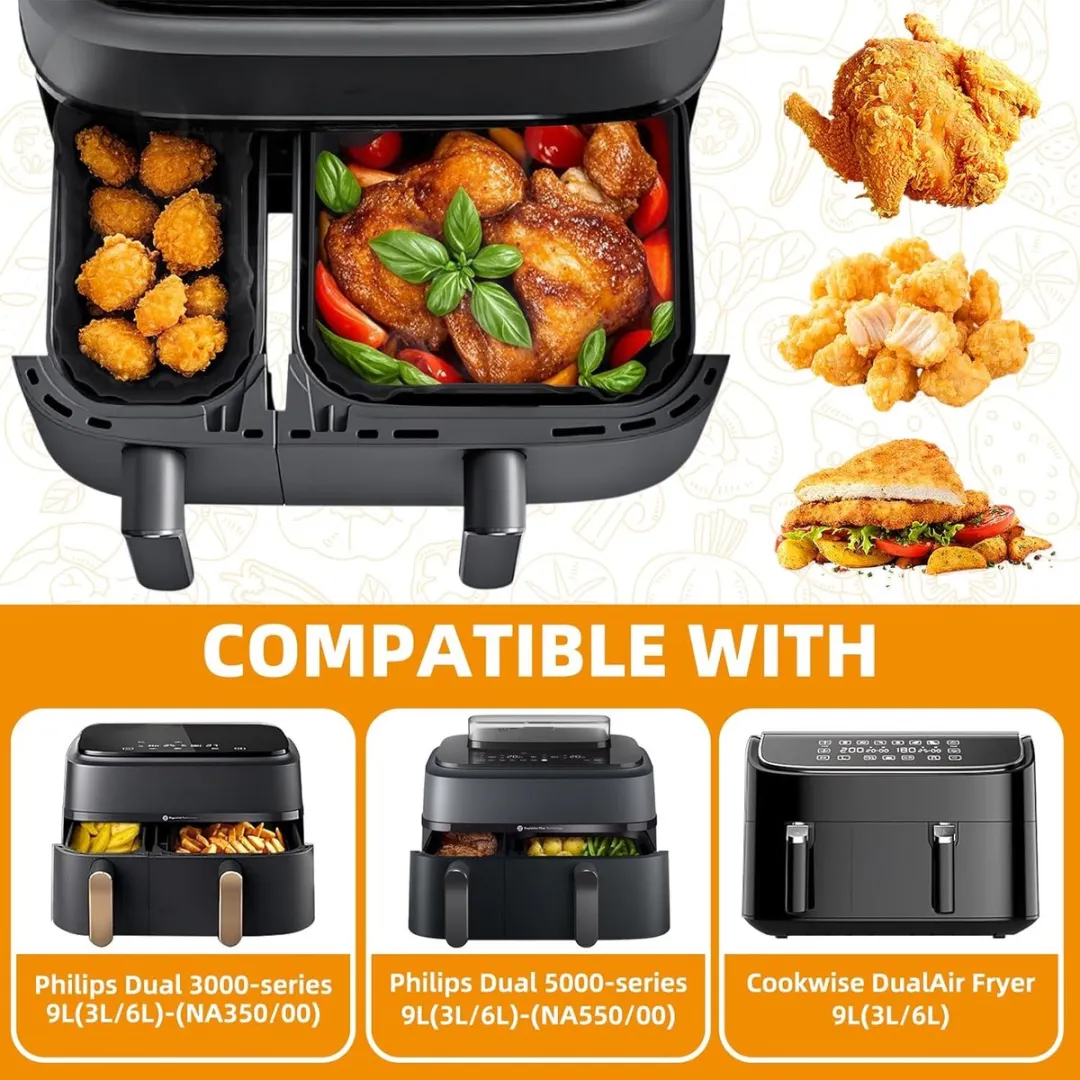Philips FI-3000M Siliconen Opbergmat voor Airfryer 3000 Series - 2 Stuks - Zwart - afbeelding 6 van 6