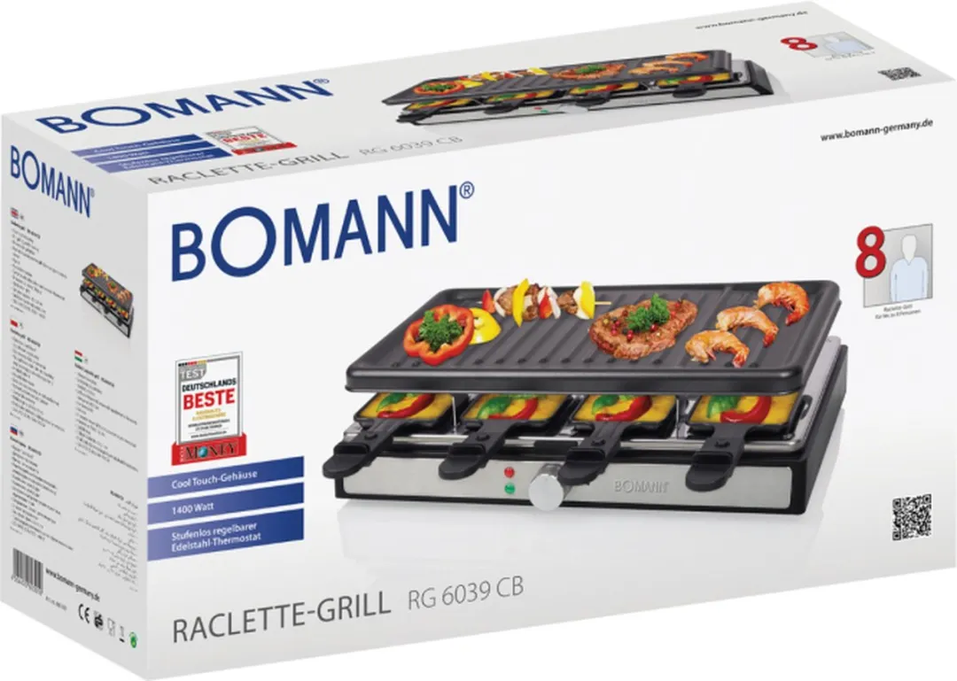 Bomann RG 6039 CB Gourmetset 8 Personen - 1400W - Zwart/Roestvrijstaal