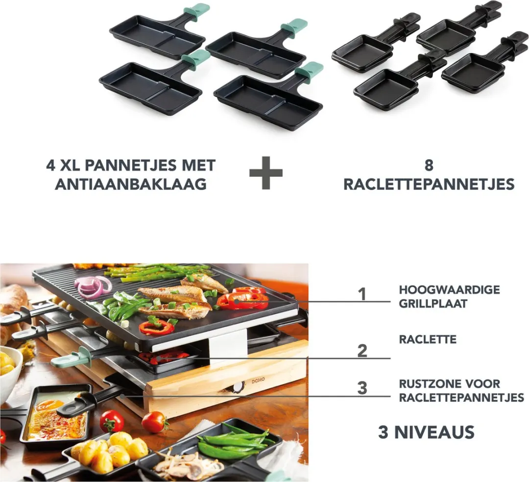Domo DO9246G Gourmetset Bamboe - 12 Stuks - Zwart