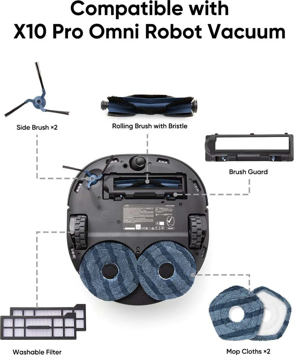 Eufy X10 Pro Omni Accessoireset - 2-delig - Zwart/Blauw/Grijs