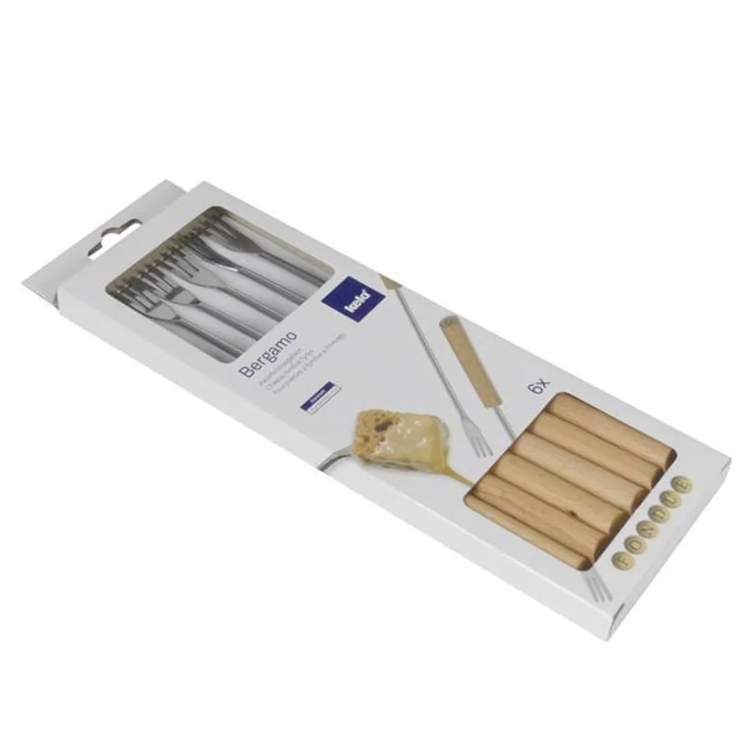 Kela Bergamo Drietand Fonduevorkjes 6 Stuks - Zilver
