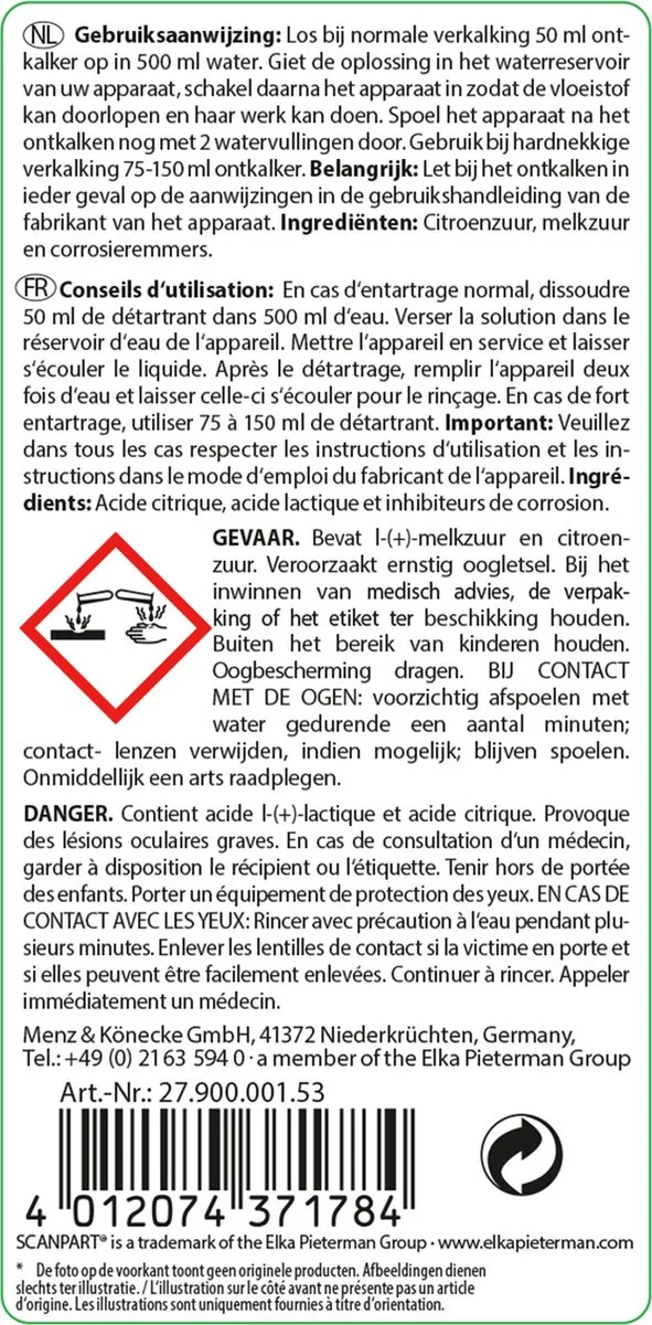 Scanpart Ontkalker Padmachine 250ml - o.a. Philips Senseo