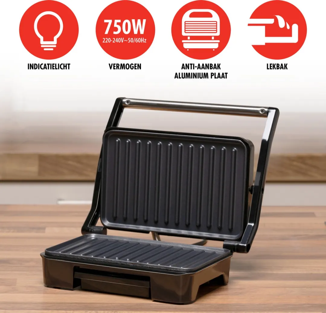 Alpina SW5001 Contactgrill 750W - Zilver/Zwart