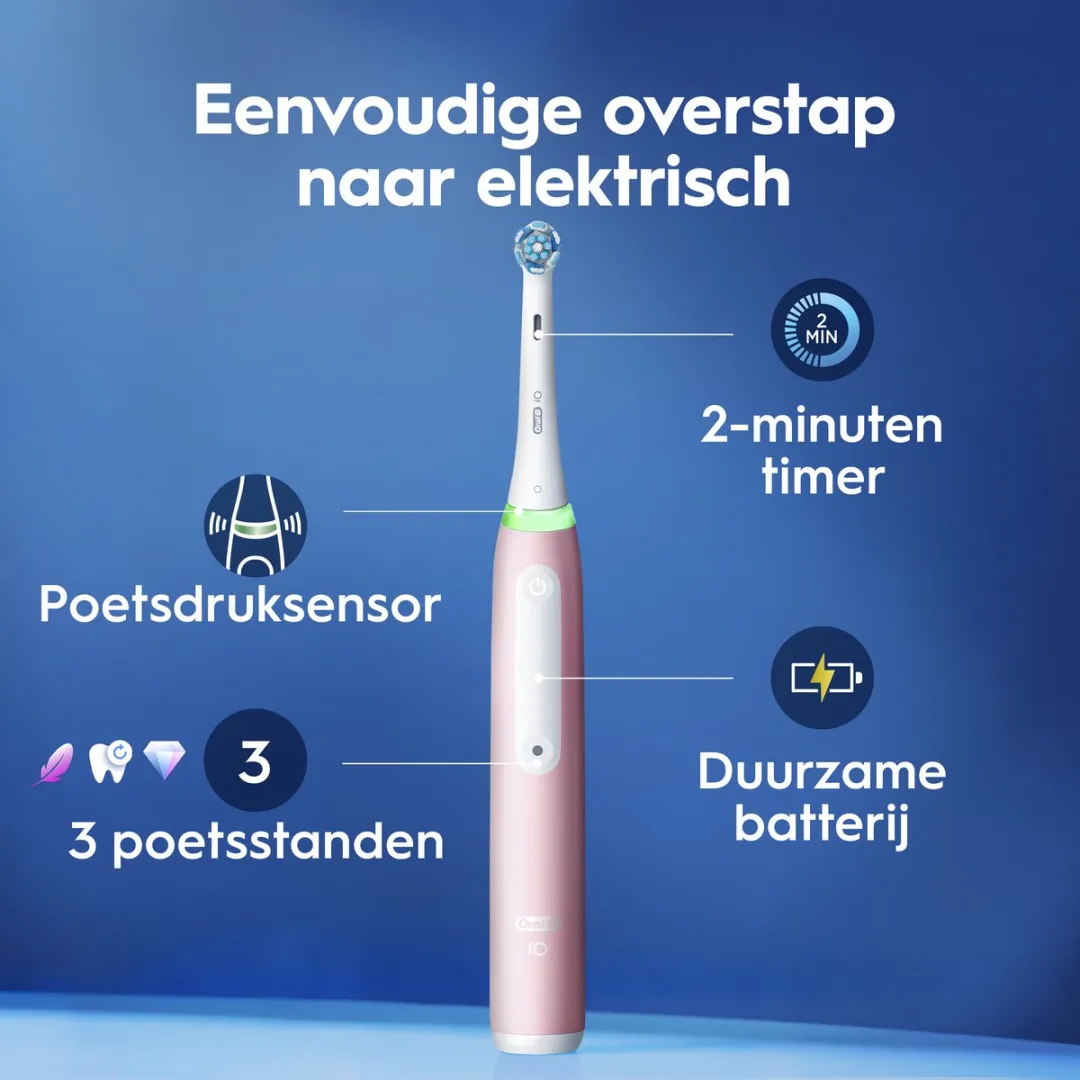 Oral-B iO 3 Elektrische Tandenborstel Roze - 1 Opzetborstel - afbeelding 6 van 6