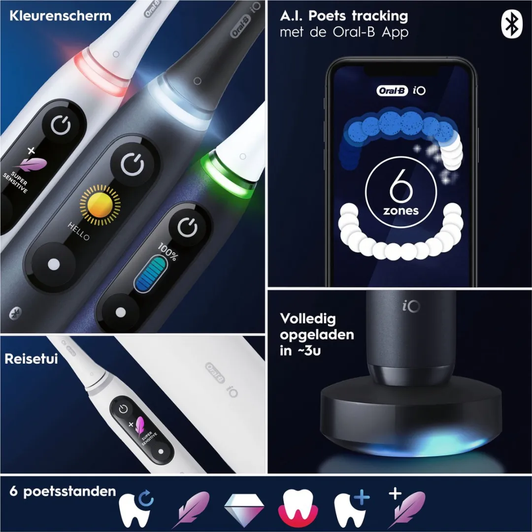 Oral-B iO8 80375676 Elektrische Tandenborstel - Duopack Paars/Zwart - afbeelding 6 van 6