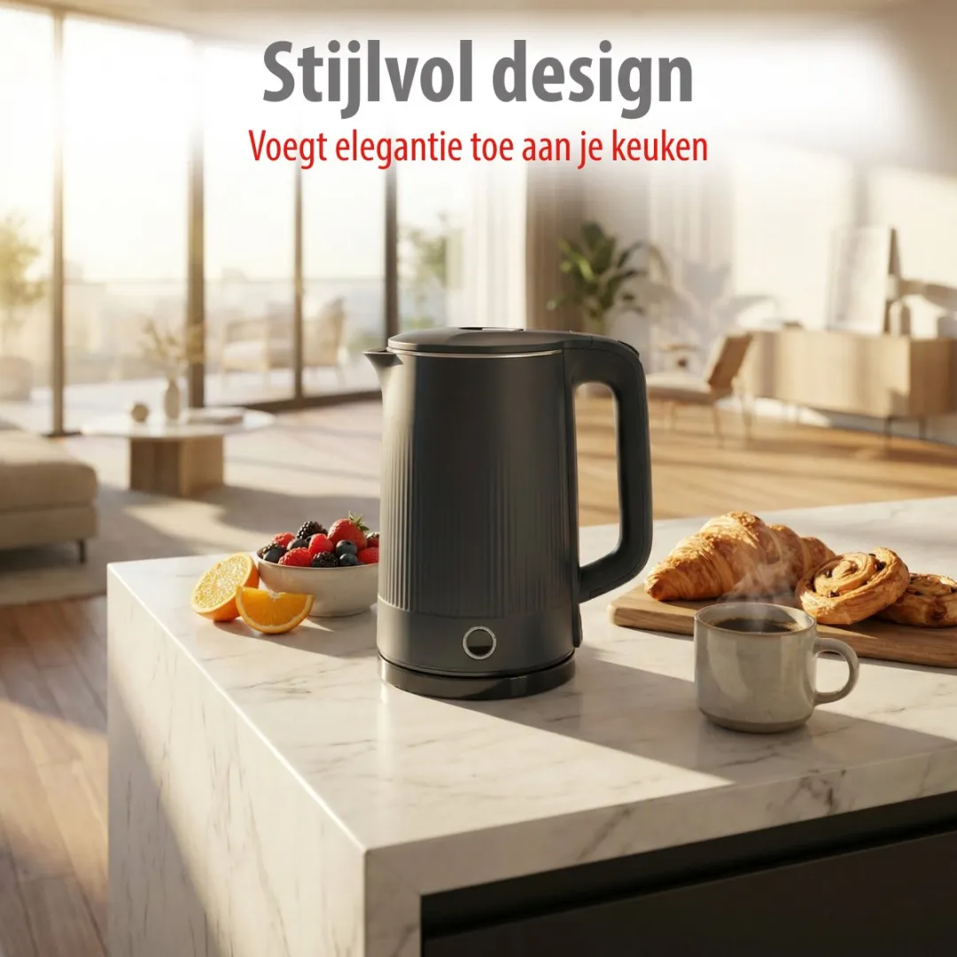 Alpina MEMIPO16510/0036 Elektrische Waterkoker 2200W 1.5L - Zwart