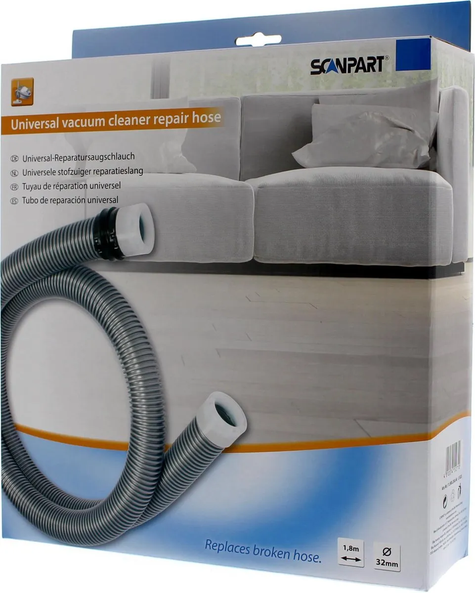Scanpart Stofzuigerslang 32mm 1.8m - Zilver - o.a. AEG/Bosch/Miele