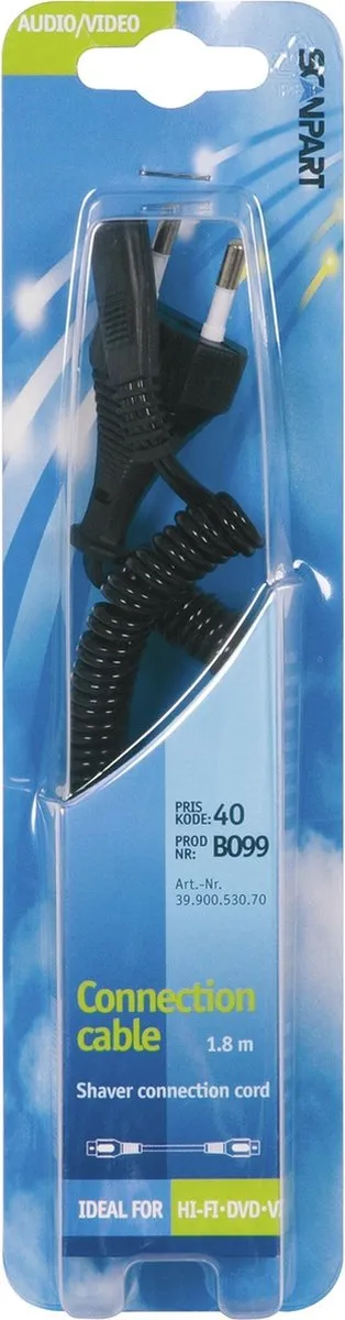 Scanpart Scheerapparaat Opladersnoer 3990053070 - 1.5m - Zwart - o.a. Braun/Philips
