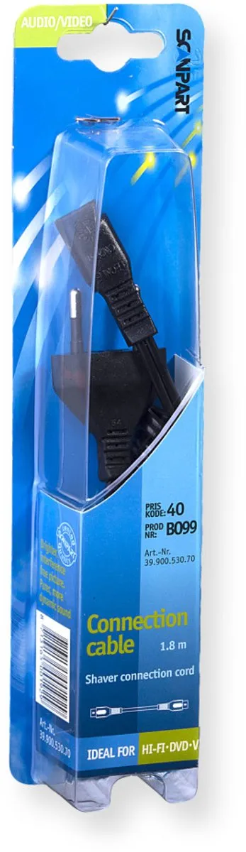 Scanpart Scheerapparaat Opladersnoer 3990053070 - 1.5m - Zwart - o.a. Braun/Philips