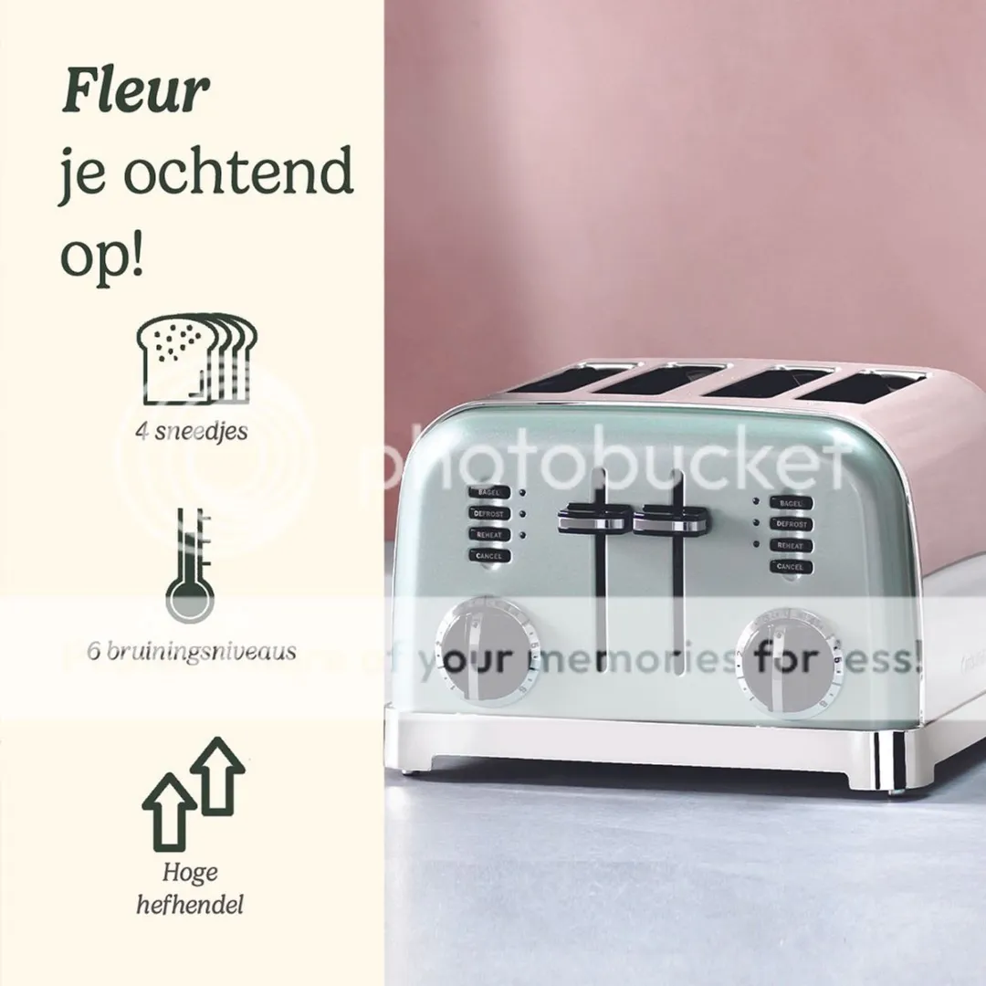 Cuisinart CPT180GE Broodrooster 4 Sleeven - 1000W - Pistacho Groen