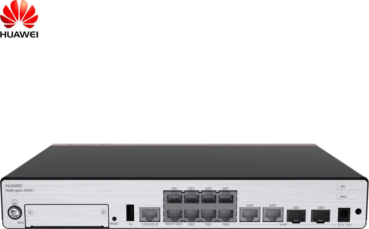 Huawei AR651 Router - 2x WAN 8x Gigabit LAN - Zwart