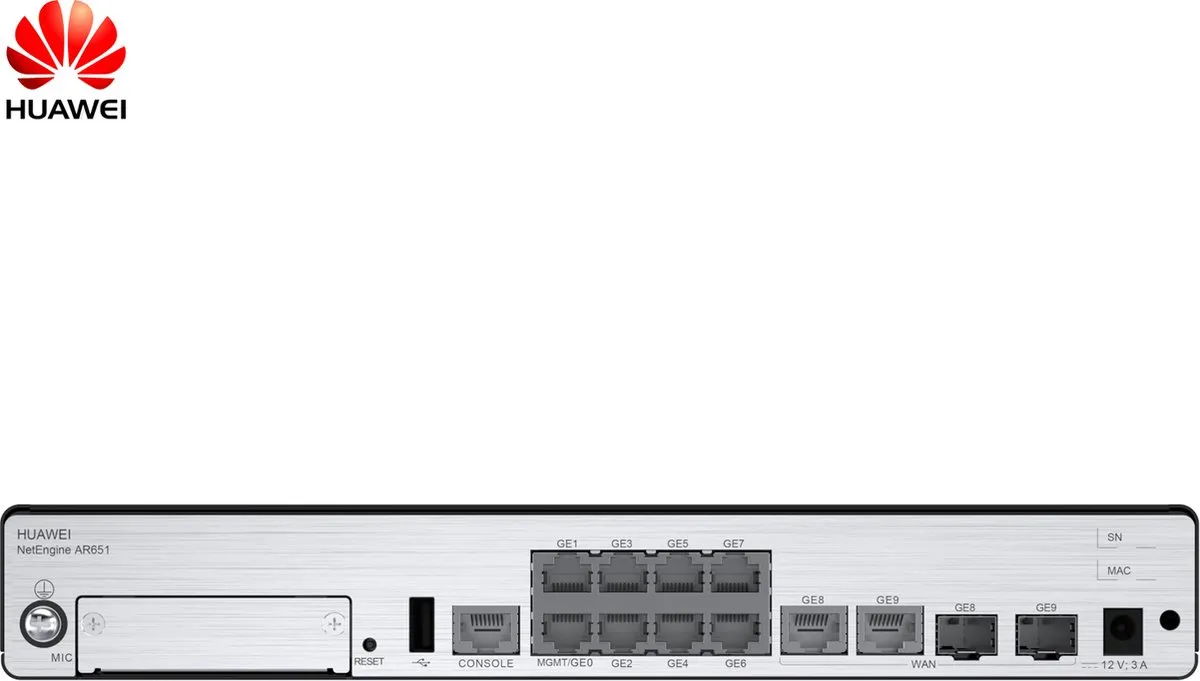 Huawei AR651 Router - 2x WAN 8x Gigabit LAN - Zwart