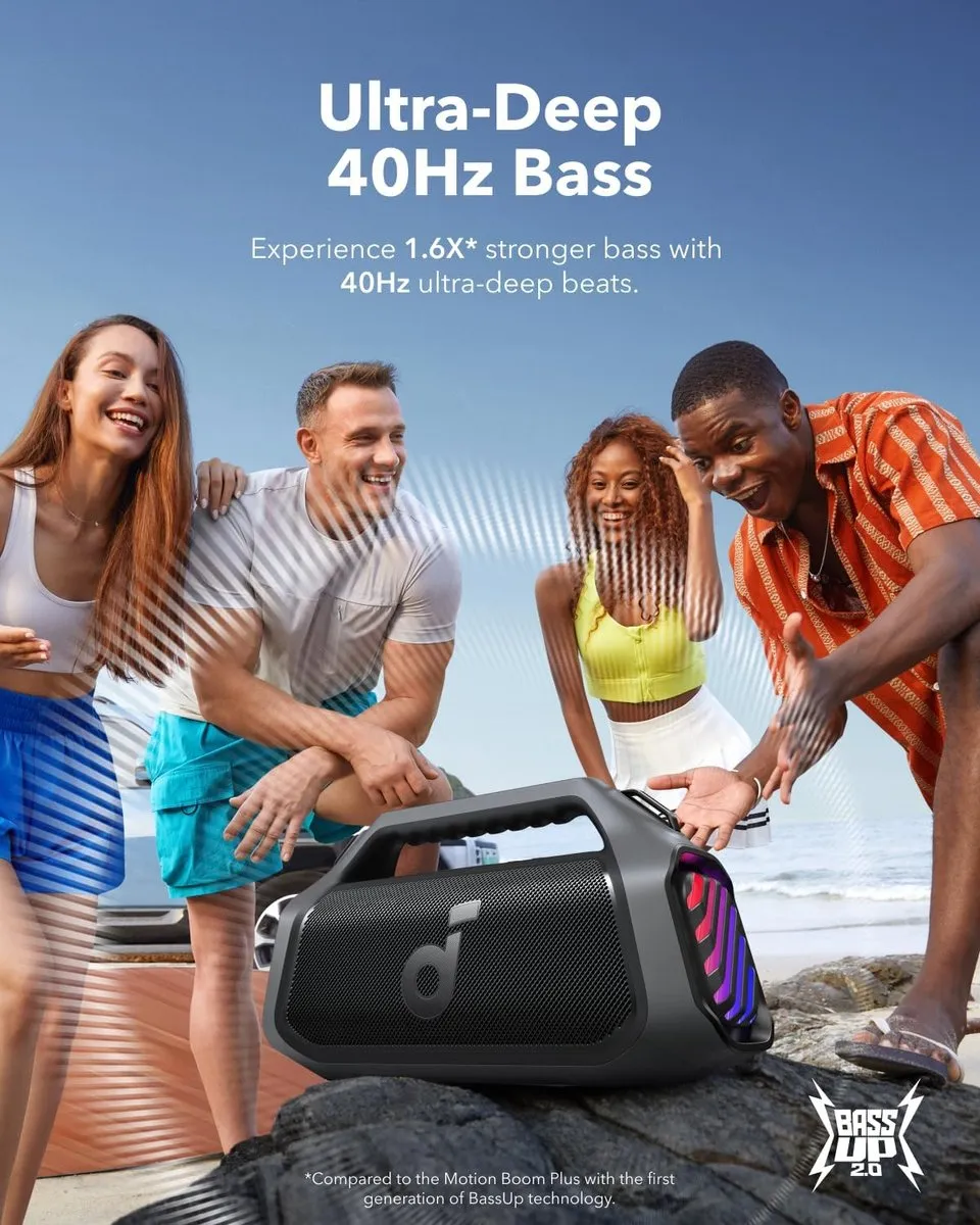 Soundcore Anker Boom 2 Plus A3134 Buitenluidspreker - 140W - IPX7 - Zwart