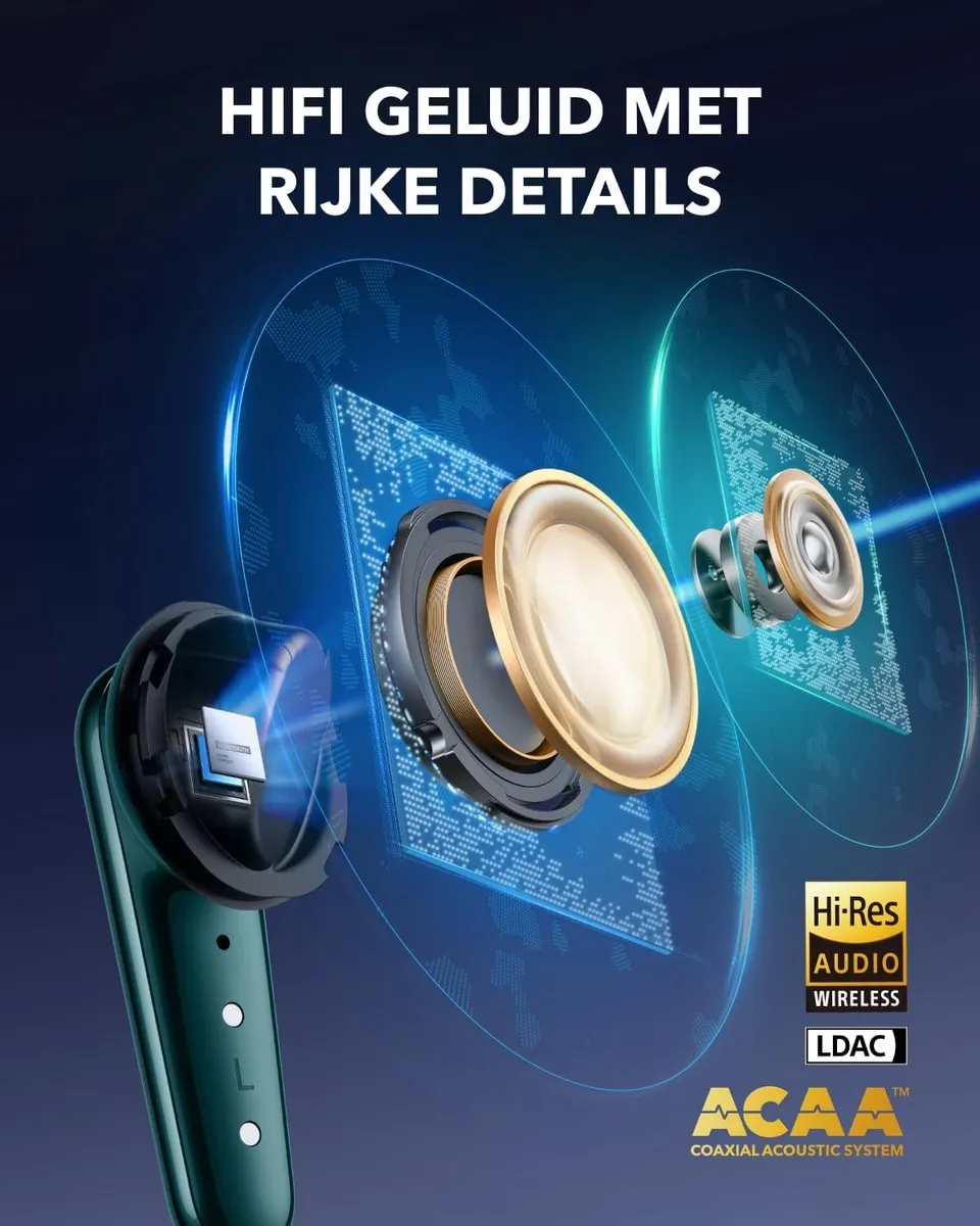 Soundcore Liberty 4 Pro A3954 Oordopjes - Groene - Adaptieve Ruisonderdrukking