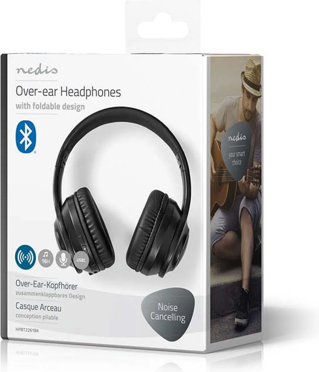 Nedis HPBT2261 Draadloze Over-Ear Koptelefoon - Zwart