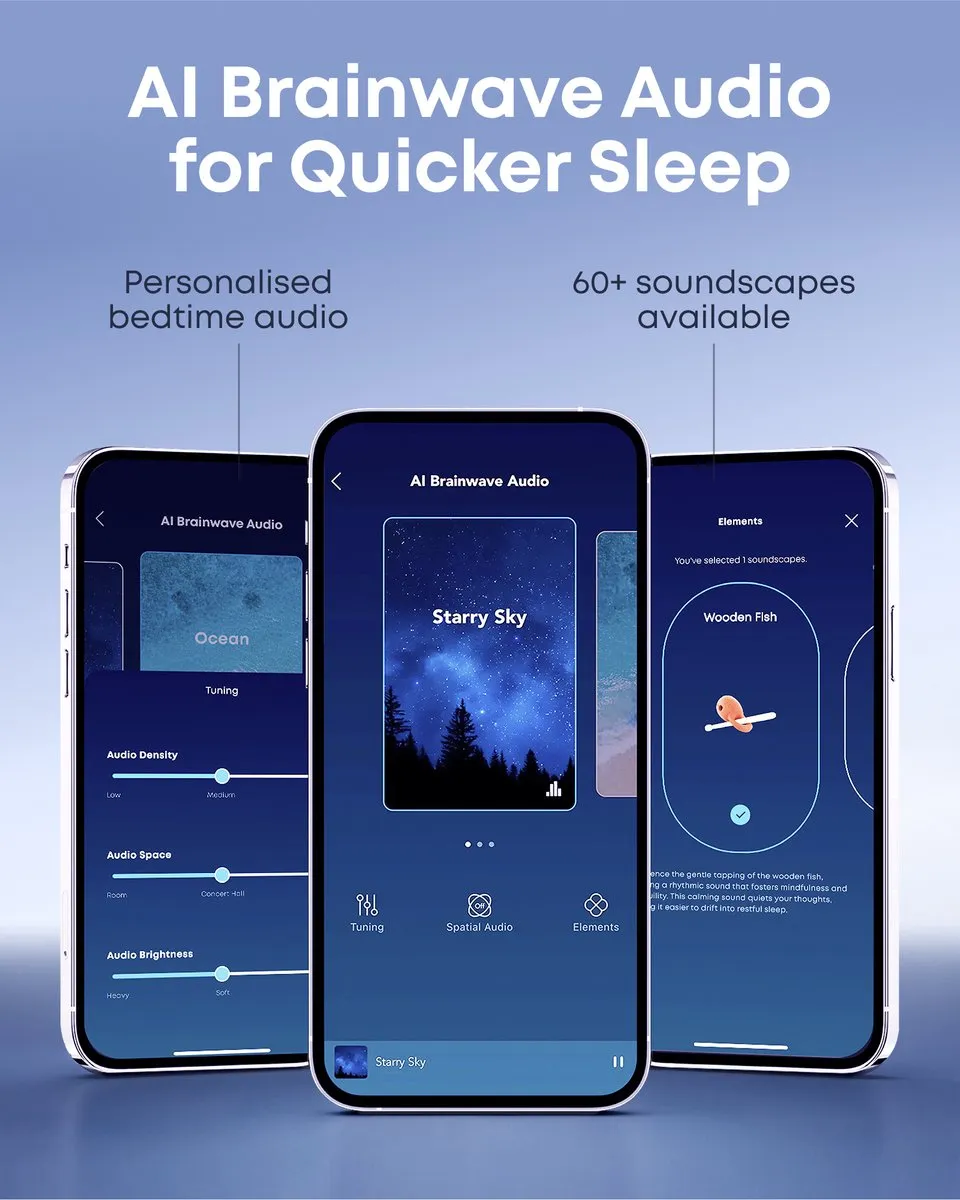 Soundcore Sleep A30 Slaapkoptelefoon - AI Snurkdetectie - 45U Batterij - Wit