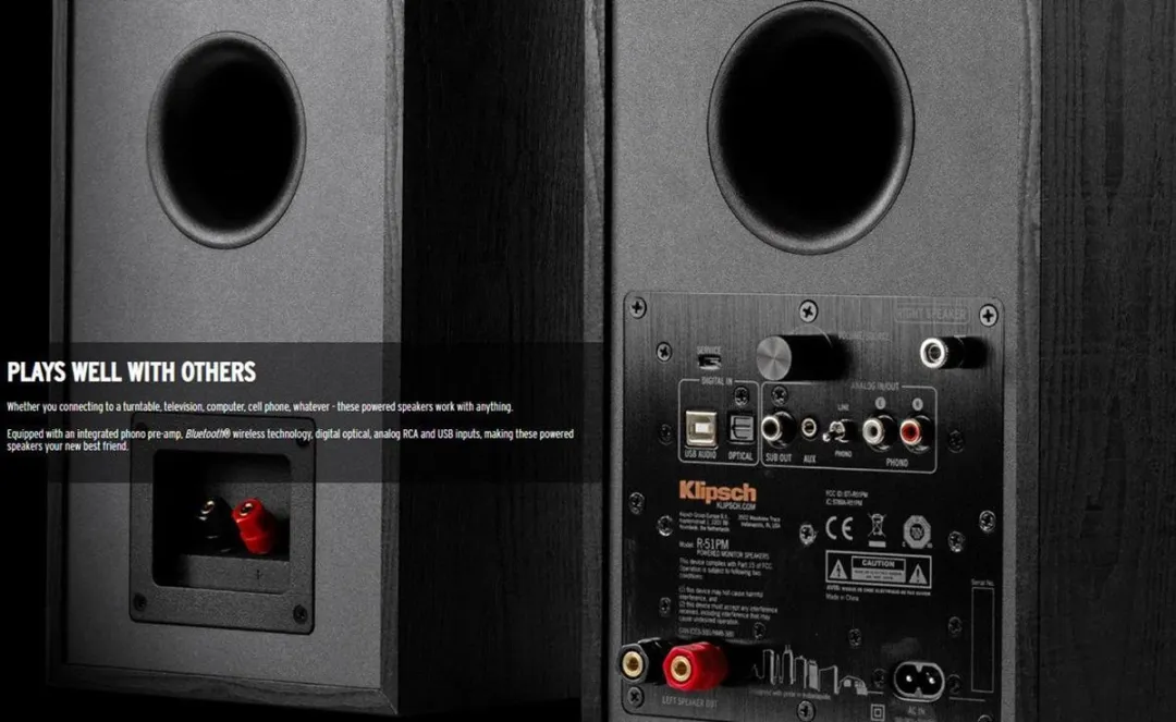 Klipsch R-51PM Actieve Boekenplankluidsprekers - 60W - Zwart - afbeelding 5 van 6