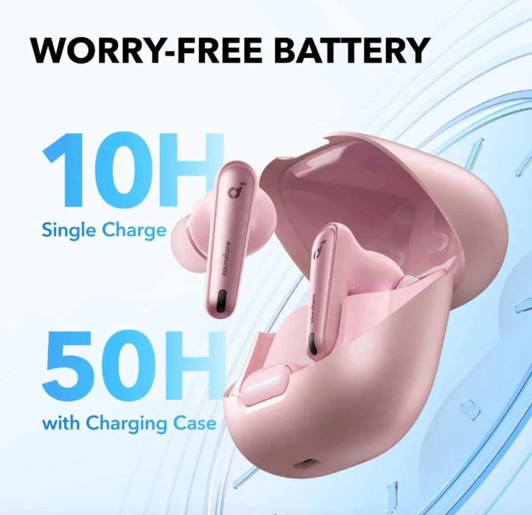 Soundcore Liberty 4 NC Oordopjes - Roze - 50H - Noise Cancelling - afbeelding 6 van 6