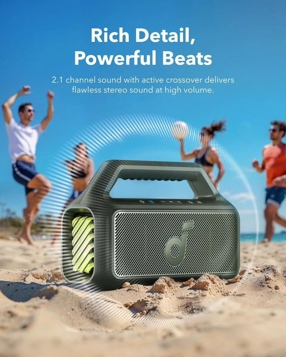 Soundcore Boom 2 A3138061 Outdoor Speaker - 80W - IPX7 - Groen - afbeelding 6 van 6