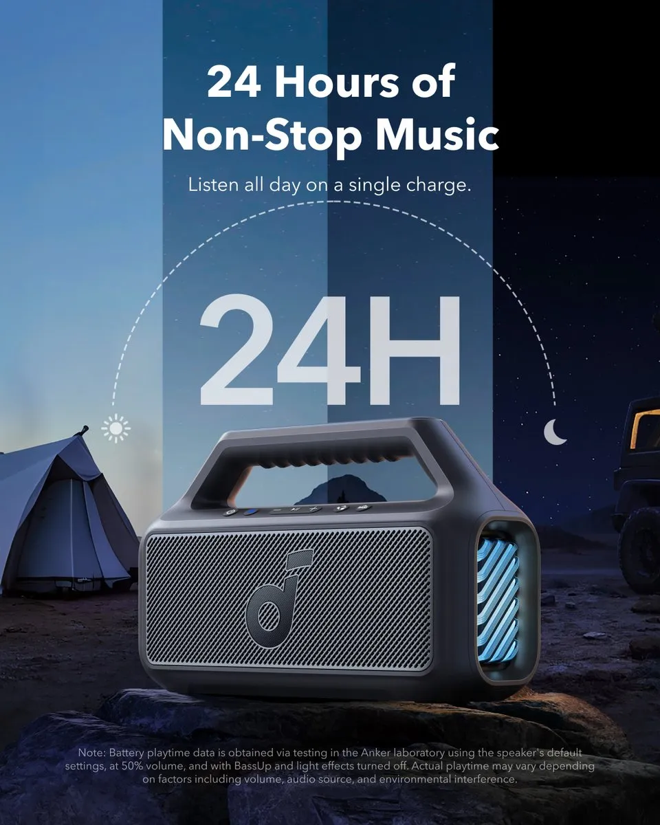 Soundcore Boom 2 A3138011 Outdoor Speaker - 80W - IPX7 - Zwart