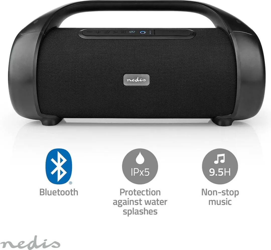 Nedis SPBB340 Bluetooth Party Boombox 120W - 9,5 uur - Zwart