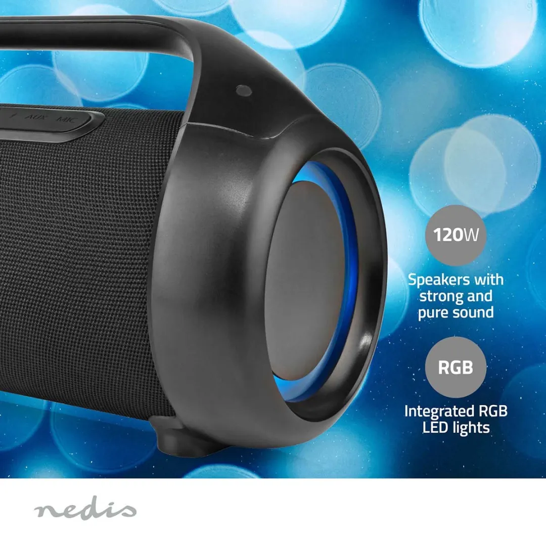 Nedis SPBB340 Bluetooth Party Boombox 120W - 9,5 uur - Zwart