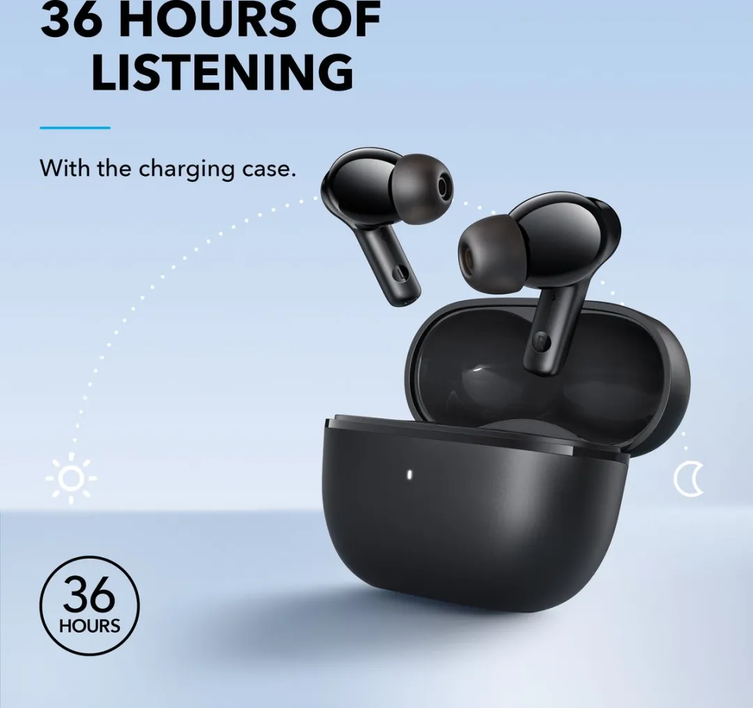 Soundcore Note 3i Noise Cancelling Oordopjes - 36H - Zwart - afbeelding 5 van 6