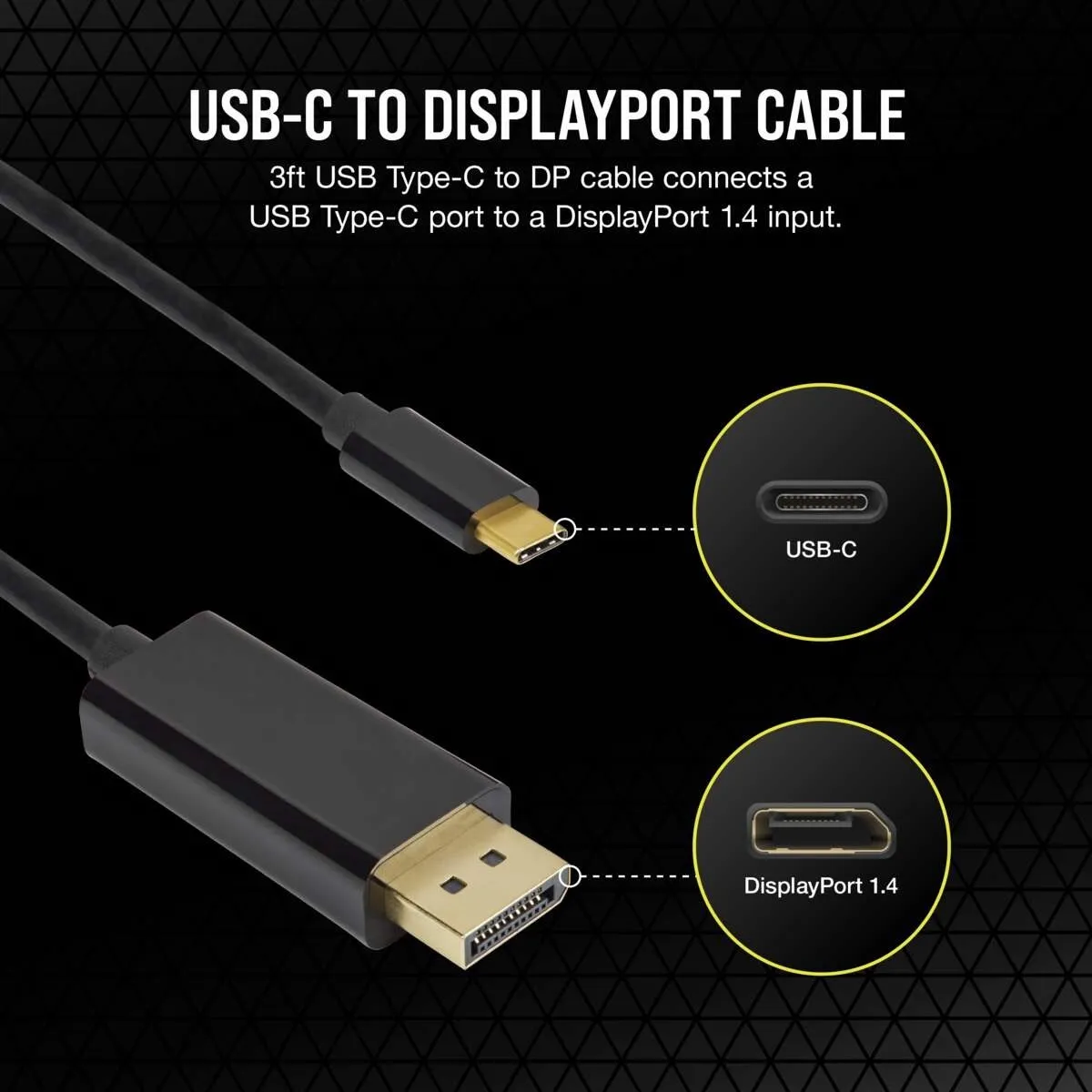 Corsair CU-9000005-WW USB-C naar DisplayPort Adapter 1m - Zwart