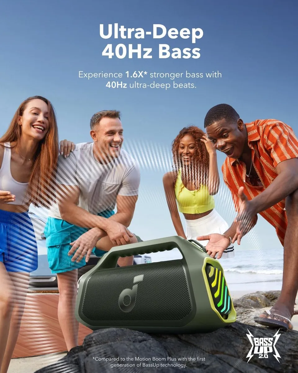 Soundcore Anker Boom 2 Plus A3134 Buitenluidspreker - 140W - IPX7 - Groen - afbeelding 6 van 6